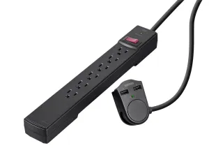 Monoprice 27033 6 Outlet Surge Protector Power Strip 6ft Cord, 2 Port 