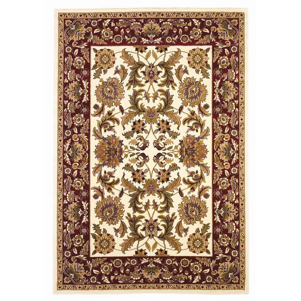 Homeroots.co 353591 2' X 8' Ivory Or Red Traditional Bordered Runner R