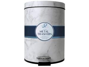 Bulk DC238 Jade Park 5 Liter Marble Grey Metal Trash Bin