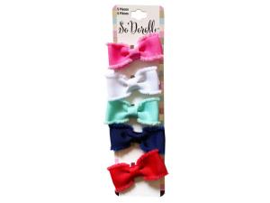 Bulk KA838 Multi-color 5 Piece Fuzzy Hair Bow Clippies