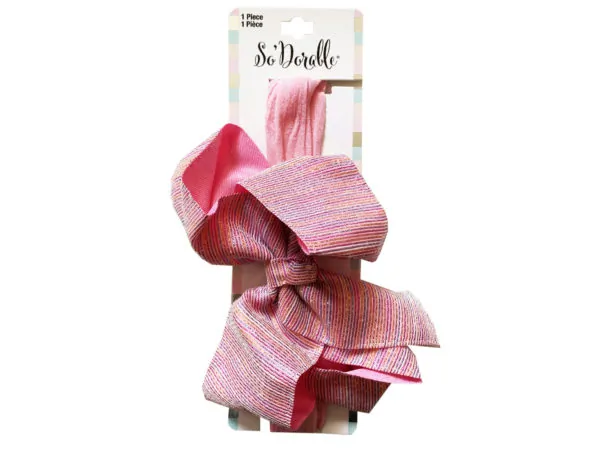 Bulk KA851 Pink Shimmer Jumbo Bow Headwrap