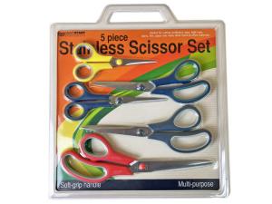 Bulk GE677 5 Piece Scissors Set Assorted Colors