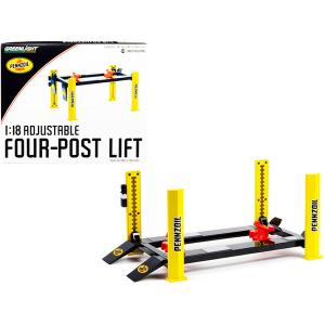 Greenlight 13619 Adjustable Four Post Lift Black And Yellow Pennzoil F