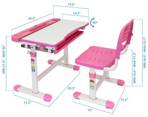 Relaunch MI-10213 Kids Desk And Chair Set Pink