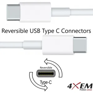 4xem 4XUSBCC31G26W 6ft 2m Usb-c To Usb-c Cable