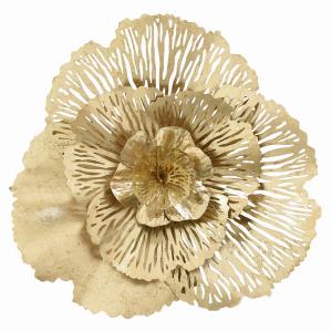 Plutus PBTH94679 Flower Wall Decor In Gold Metal