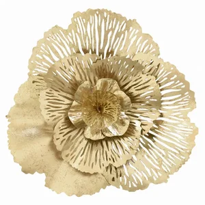 PBTH94679 | Plutus Brands Elegant Gold Metal Flower Wall