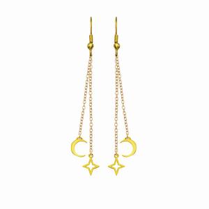 Rael E1057-GP Starlight Moon And Star Charm Earrings