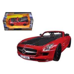 Maisto 31370or Mercedes Sls Amg Redblack Carbon Fiber Hood Exotics 124