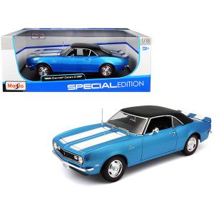 Maisto 31685bl 1968 Chevrolet Camaro Z28 Coupe Blue Metallic With Whit