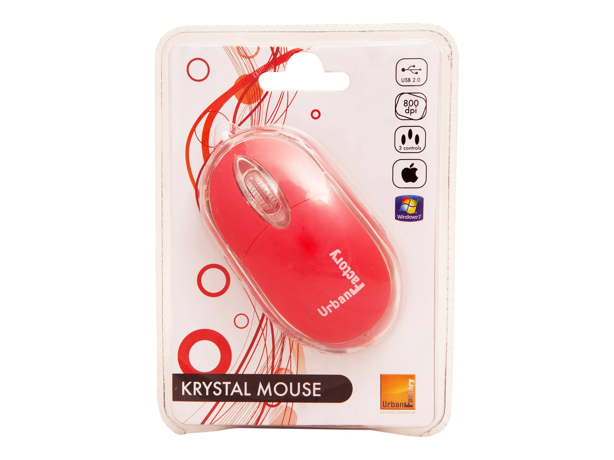 Urban VV2049 Krystal Mouse - Optical - Cable - Red - Usb 2.0 - 800 Dpi