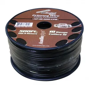 Audiopipe AP18500CPRBLK 18 Gauge 100% Copper Primary Wire - 500ft - Bl