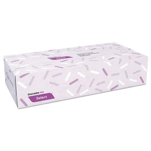 Cascades Flat Box Facial Tissue, 2-Ply, White, 30