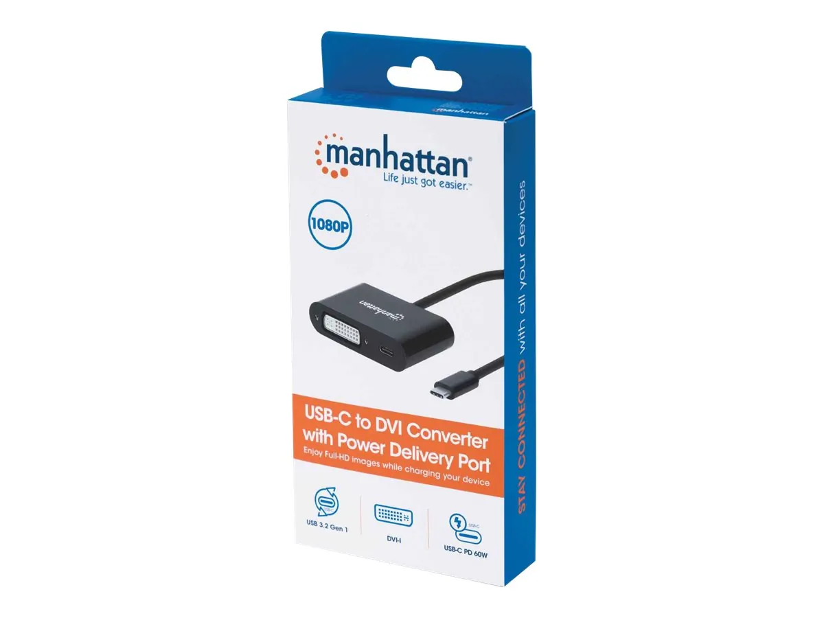 Manhattan 153423 Usb-c To Dvi Converter With Pd Port