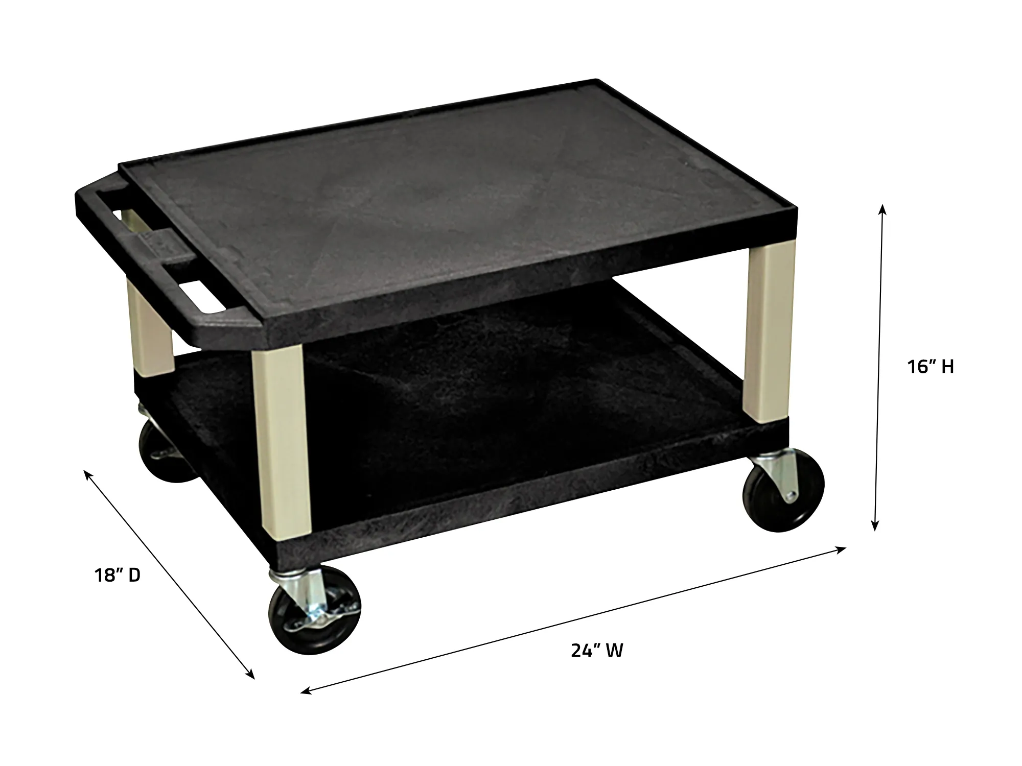 Luxor WT16-P 16h Av Cart - Two Shelves - Putty Legs