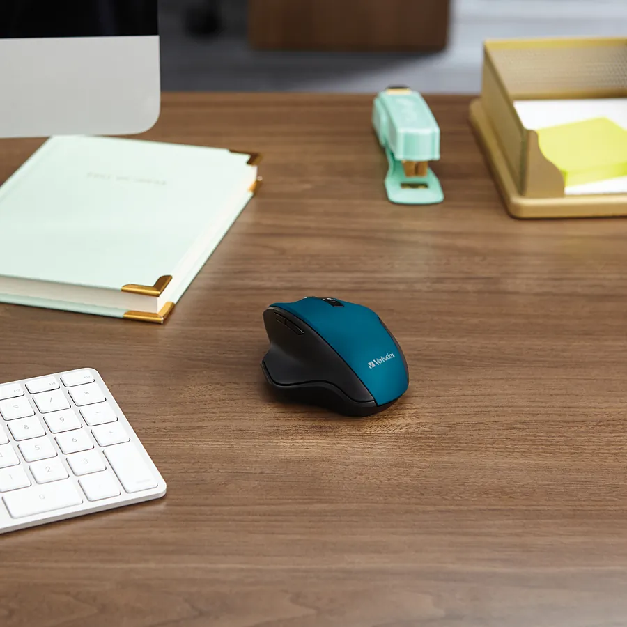 Verbatim 70244 Silent Ergonomic Wireless Blue Led Mouse - Dark Teal - 