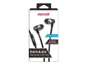 Maxell 197403 Impulse Wired Earbuds With Microphone - Black