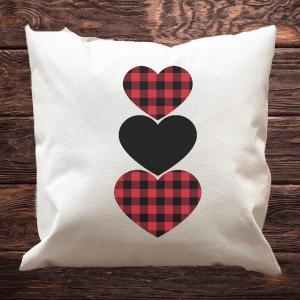 The 905 Buffalo Plaid Hearts Pillow Cover