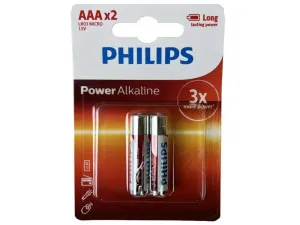 Bulk BA017 Philips Power Alkaline 2 Pack Aaa Battery