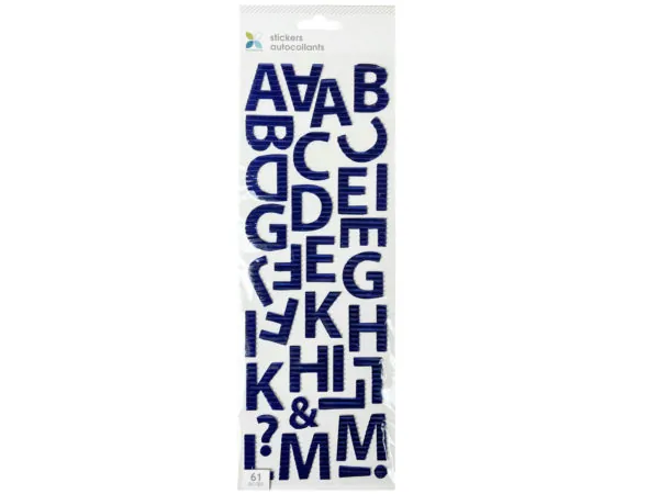 Bulk AC059 61 Piece Crimped Blue Alphabet Letter Stickers