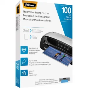 Fellowes RA50117 Thermal Laminating Pouches, 100 Pk (3 Mil) Flw5743301