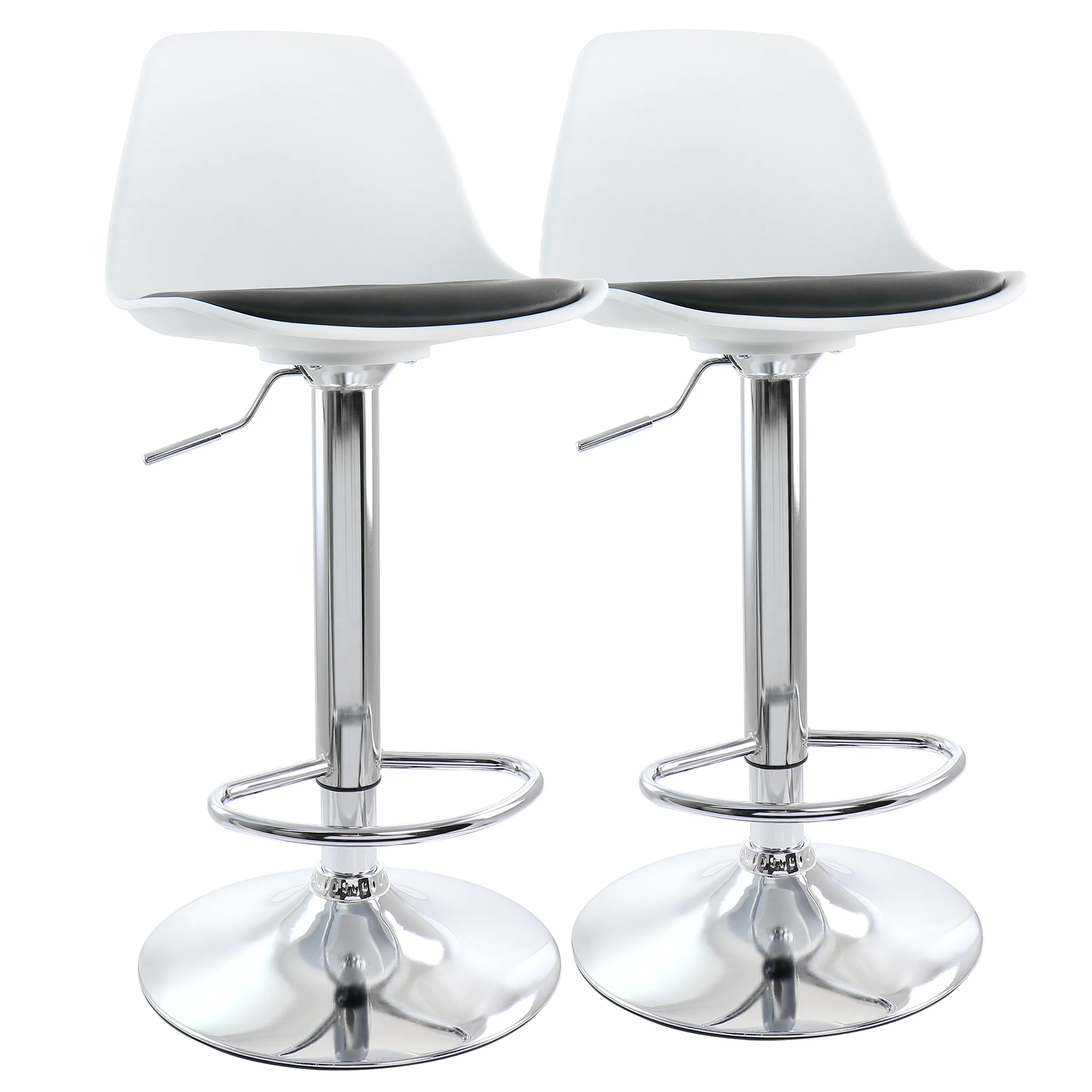 Elama ELM-836A-BLK-WHT Adjustable Bar Stool Set - Modern Black  White 