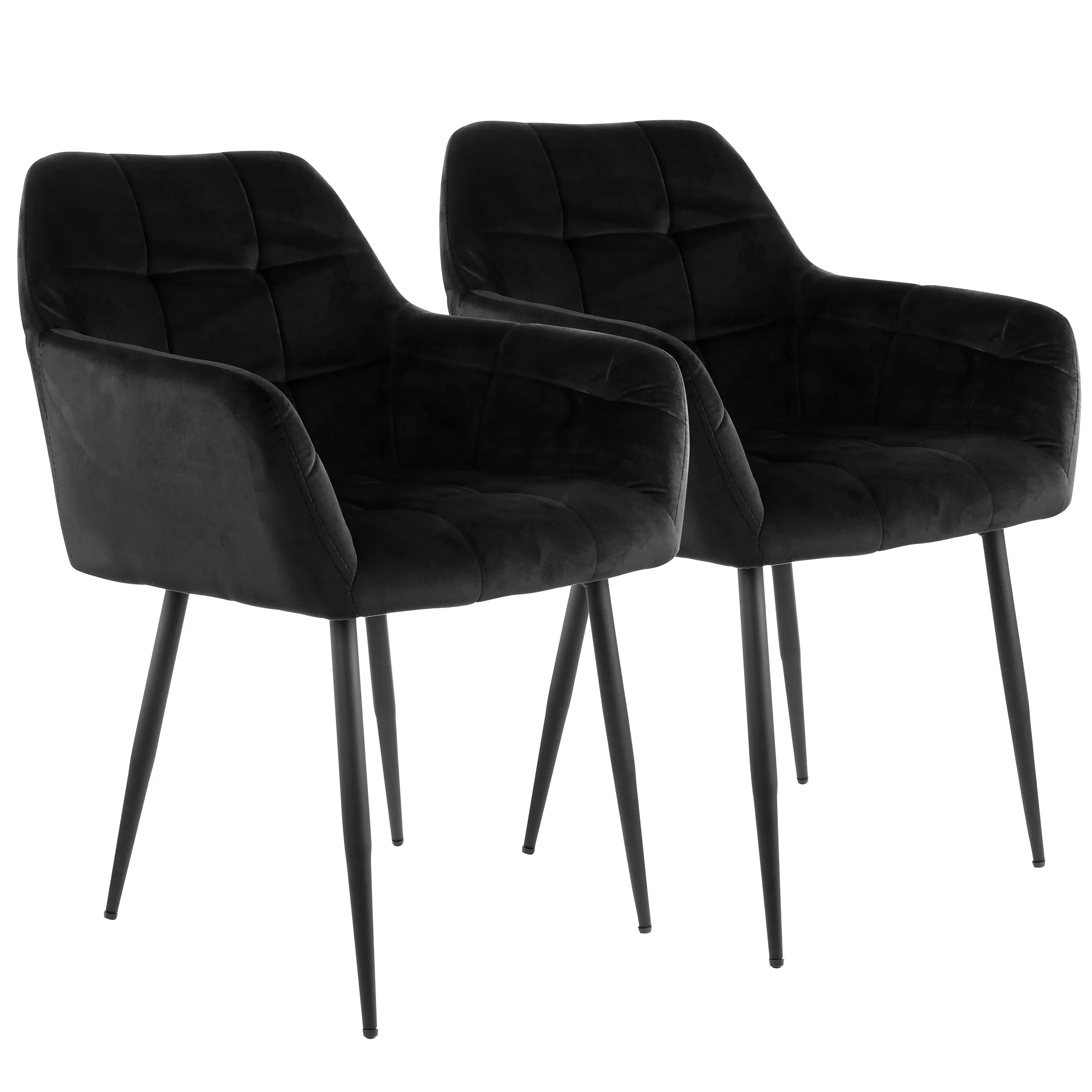 Elama ELM-214A-BLK Velvet Tufted Accent Chairs Set - Black  Metal