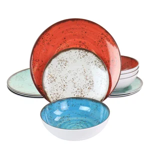 Elama Elama Pryce 12-Piece Assorted Color Melamine Set
