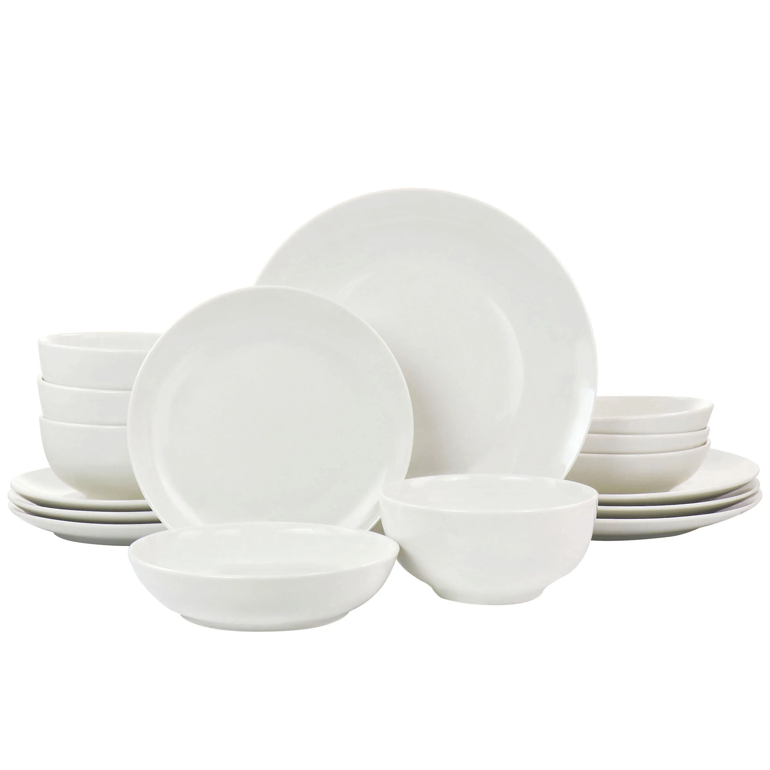 Elama EL-CAMELLIA Elegance White Porcelain Double Bowl Dinnerware Set 