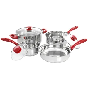 Gibson Gibson Home Crawson 7-Piece Cookware Set with Red