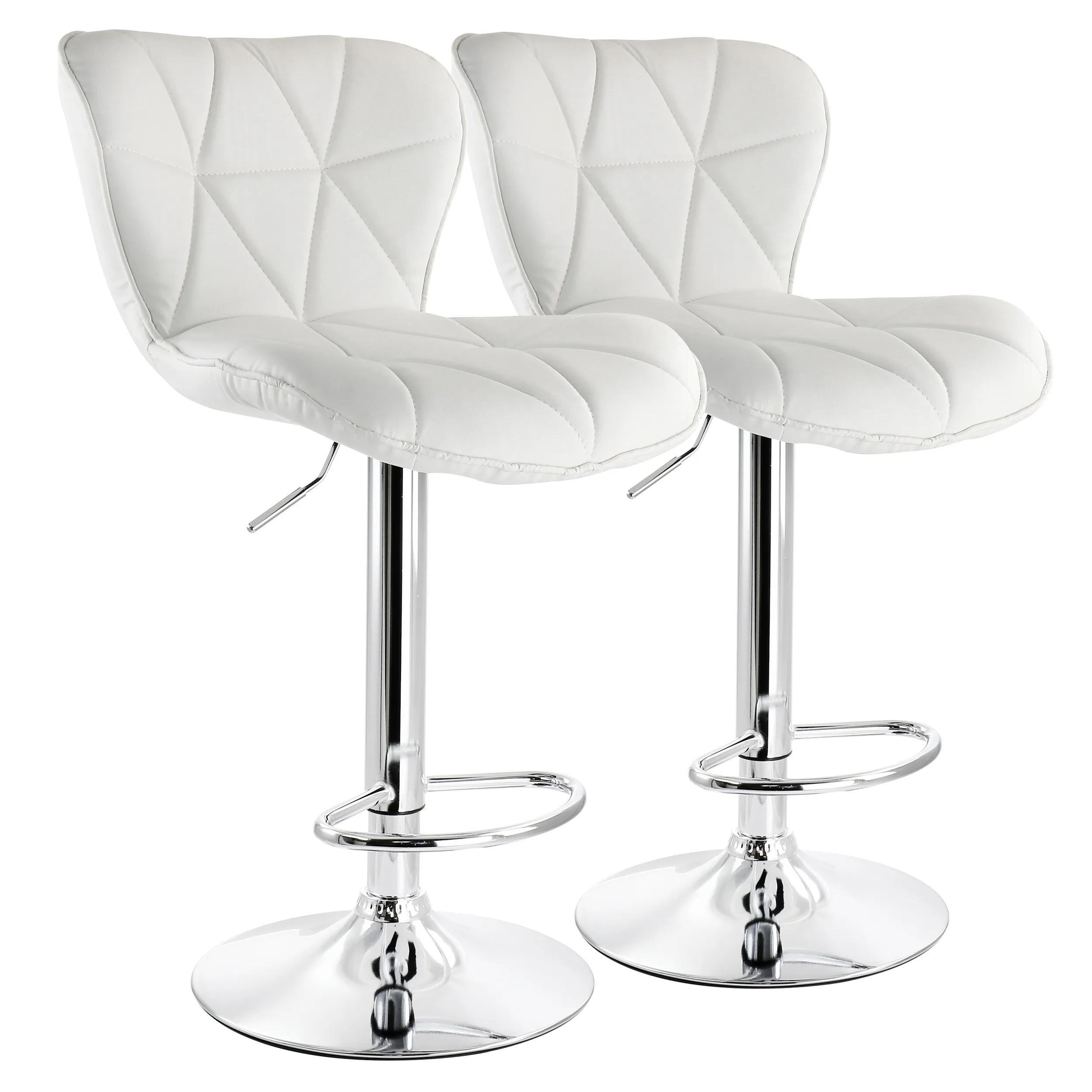 Elama ELM-713-WHT White Adjustable Bar Stool With Chrome Base - 2 Piec