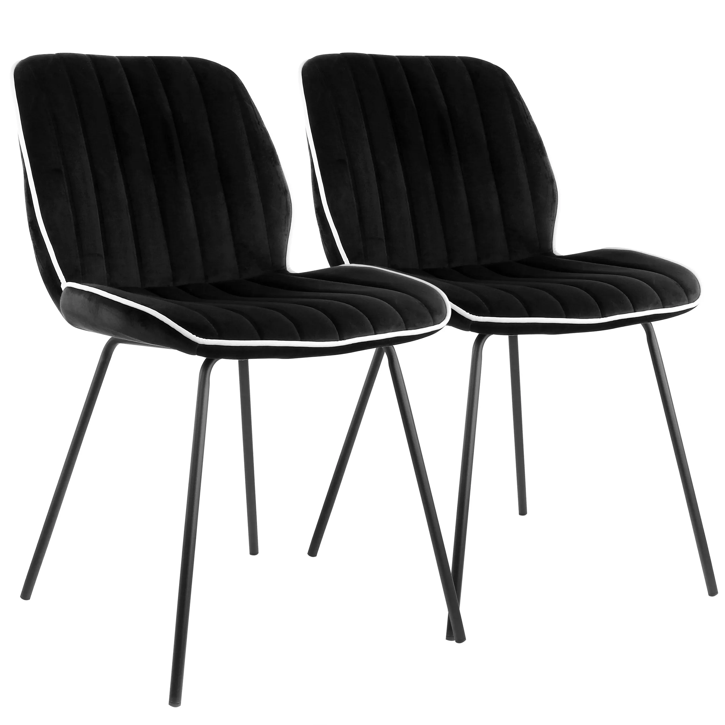 Elama ELM-799-18A-BLK 2 Piece Velvet Armless Tufted Chair In Black Wit