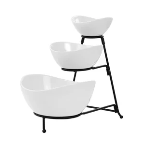 ELM-185 | Elama Modern 3 Tier Oval Porcelain Bowl Set