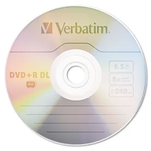 Verbatim 95311 (r)  8.5gb 8x Branded Azo Dvd+r Dls, 5 Pk With Slim Cas