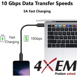 4xem 4XUSBCC31G23W 3ft Usb-c To Usb-c Cable - 10gbps Data Transfer