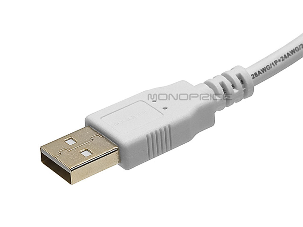 Monoprice 8604 Usb 2.0 A M To A F Cable 1.5ft - White