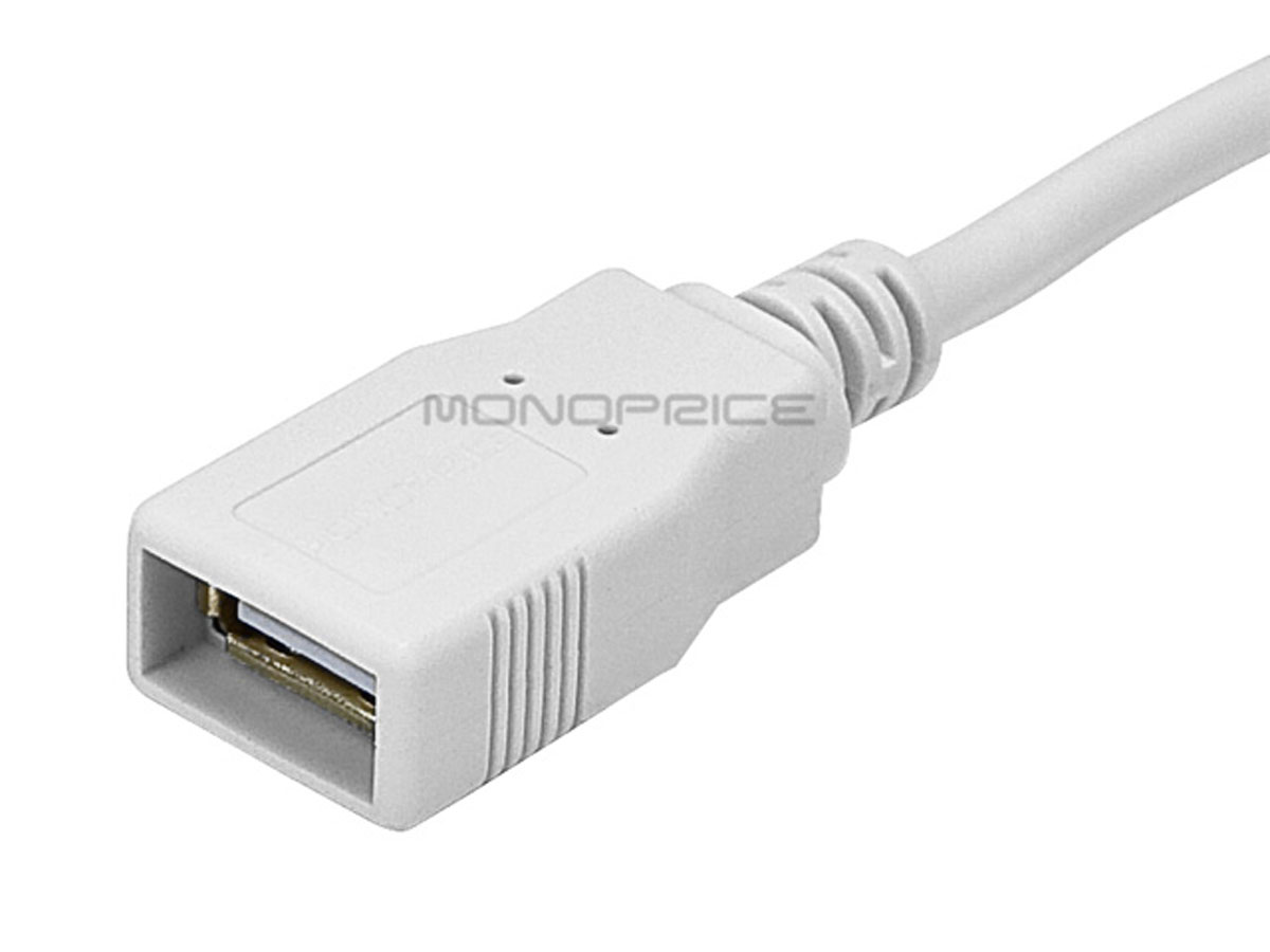 Monoprice 8604 Usb 2.0 A M To A F Cable 1.5ft - White