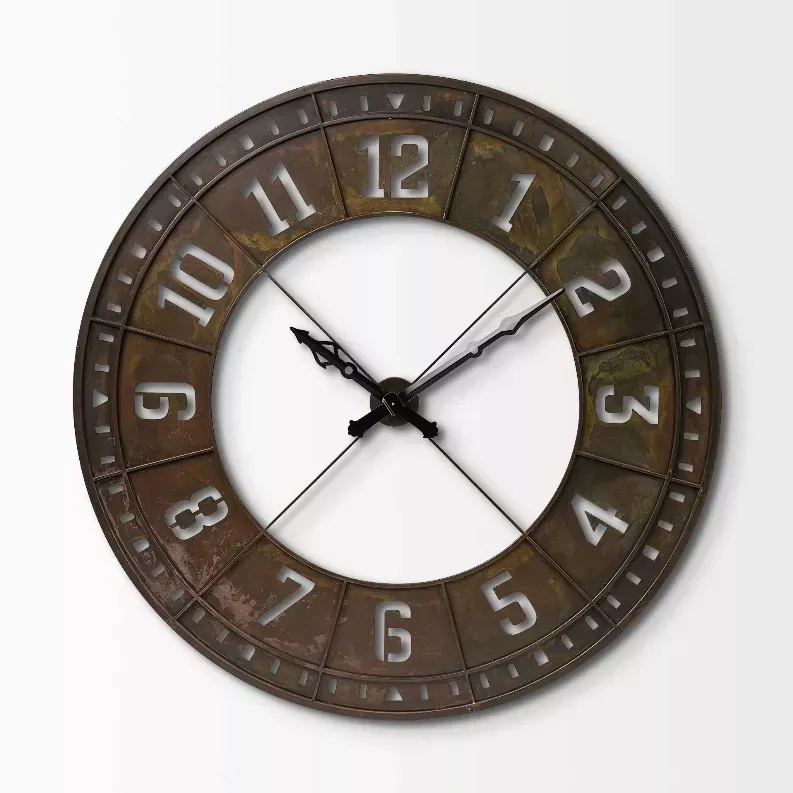 Homeroots.co 376238 56.5 Round Xl Industrial Stylewall Clock Equipped 