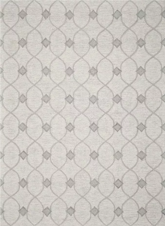 Homeroots.co 349951 8' X 10'  Ivory And Gray Wool Diamond Swil Area Ru