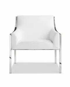 Homeroots.co 372151 31 X 33 X 30 White Stainless Steel Armed Chair