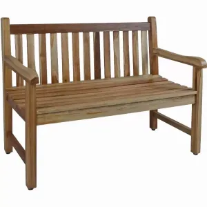 Homeroots.co 376760 Compact Teak Outdoor Bench With Straight Design In