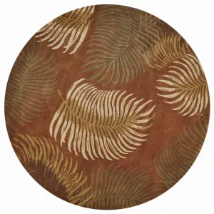 Homeroots.co 350154 7' Round Wool Rust Area Rug