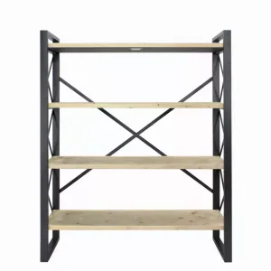 Homeroots.co 328694 39.75 X 13 X 48.5 Natural Metal Wood Mdf Bookcase 