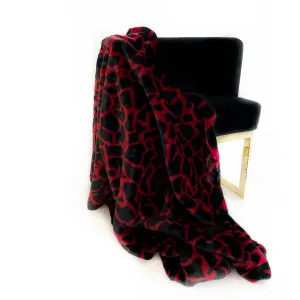 Plutus PBDT1700-102x116 Plutus Red Black Plush Faux Fur Luxury Throw B