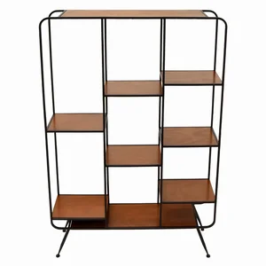 Plutus Brands Plutus Brands Brown Metal and Wood Shelf Unit