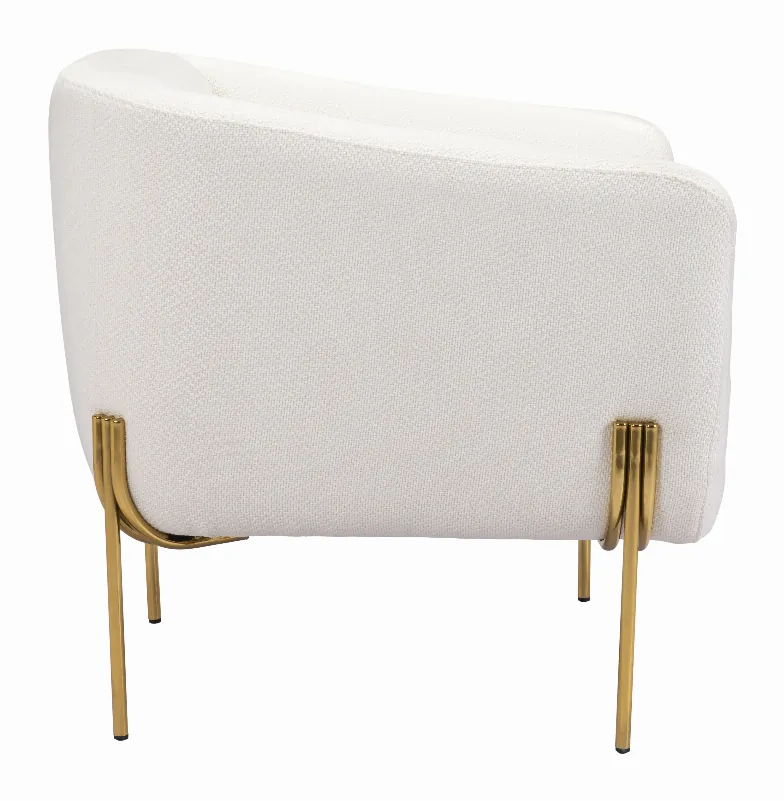 Zuo 101258 Micaela Arm Chair Ivory  Gold