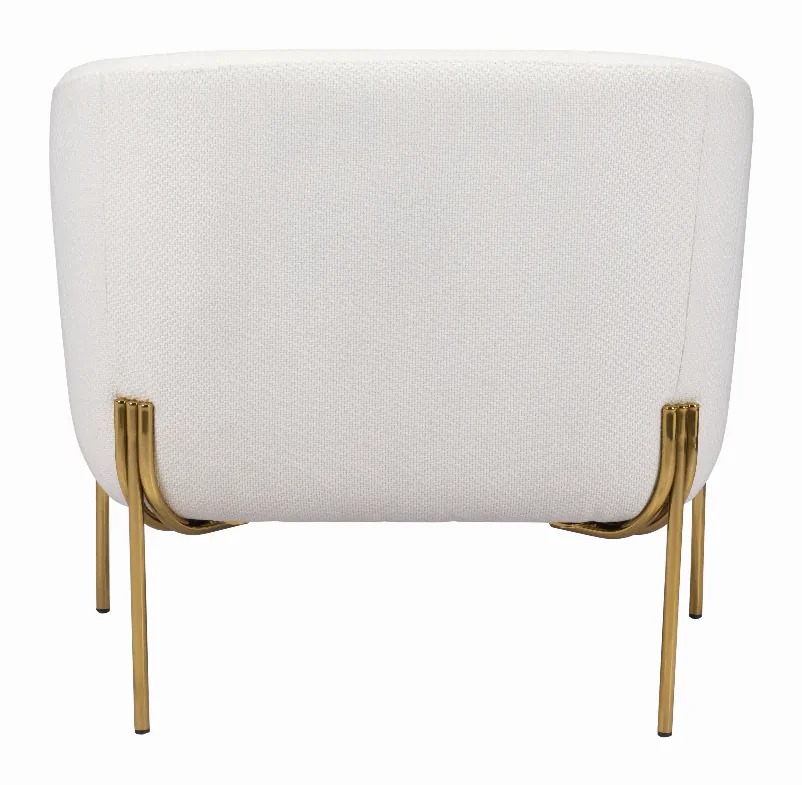 Zuo 101258 Micaela Arm Chair Ivory  Gold