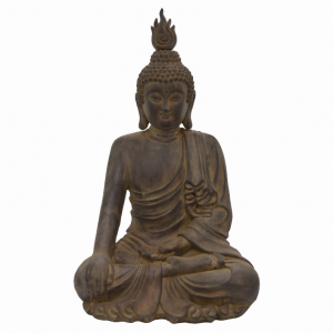 Plutus PBTH93554 Garden Buddha Sitting In Brown Resin