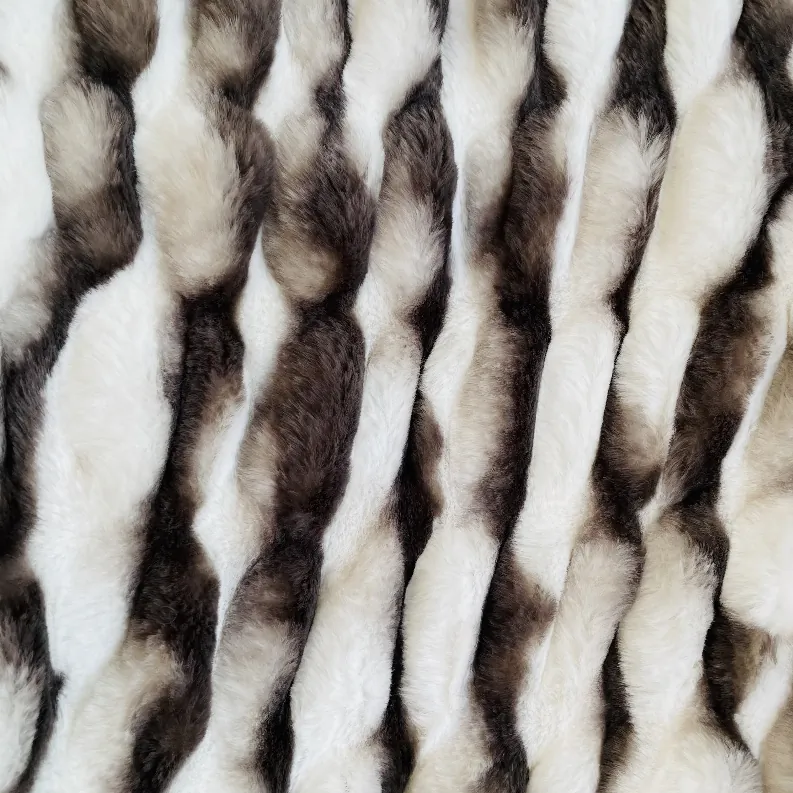 Plutus PBEZ1802-102x116 Plutus White Charcoal Snow Chinchilla Faux Fur