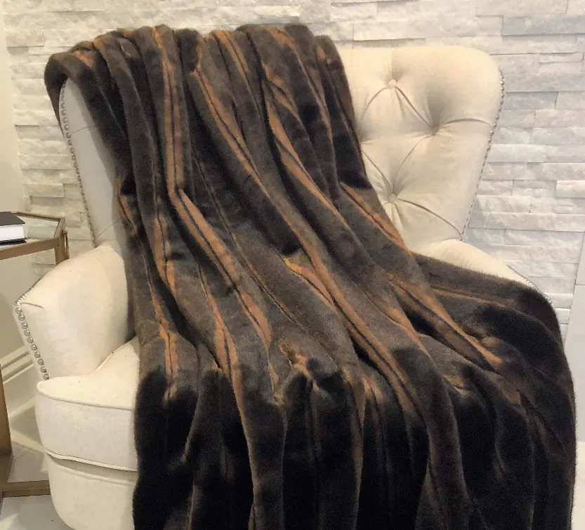 Plutus PBSF1424-96x110T Plutus Fancy Brown Mink Handmade Luxury Throw